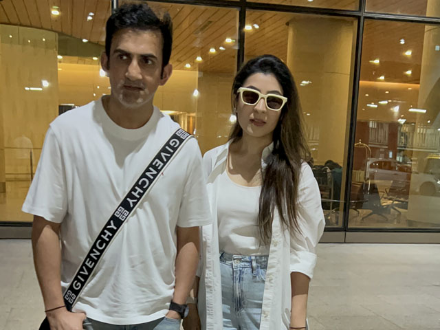 Gautam Gambhir With Wife Spotted At Mumbai Airport