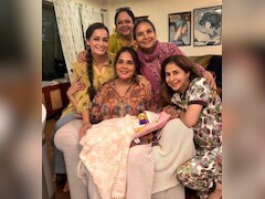 Richa And Newborn Baby Pose With Maasis - Shabana Azmi, Dia, Urmila