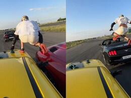 दो चलती कारों पर खड़ा होकर लड़के ने तीसरी पर लगा दी छलांग, देखें खतरनाक स्टंट का क्या हुआ अंजाम