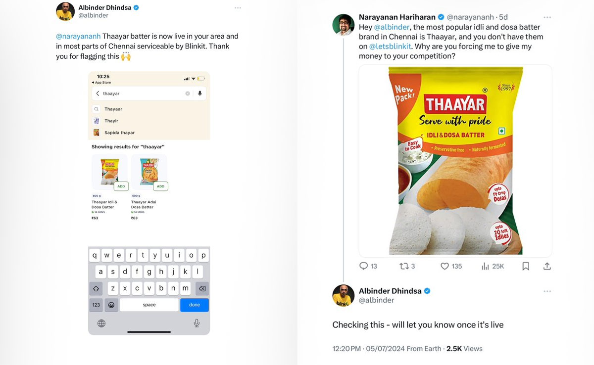 Chennai Man Flags Unavailability Of Specific Idli-Dosa Batter Brand On Blinkit, Company Obliges