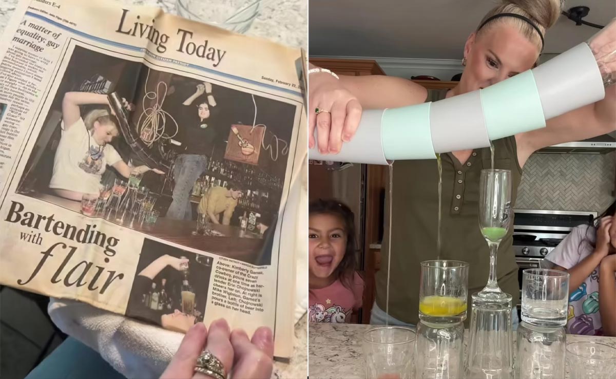 Viral: Bartender Nails 'Pyramid Trick' After 20 Years, Impresses Her Kids