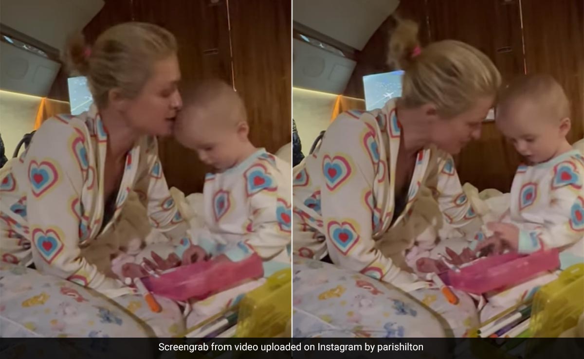 Paris Hilton's "Inflight Kisses" And Matching Heart Pajamas With Her Son Phoenix Made Her "Heart Feel So Full"