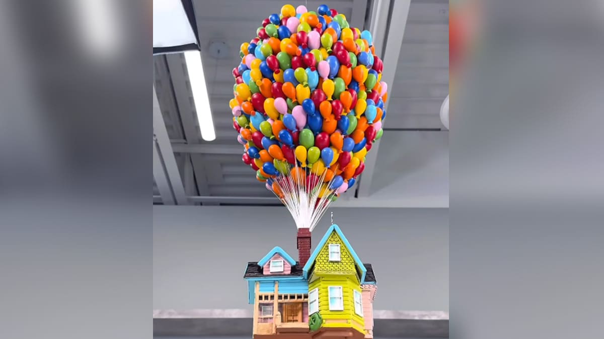 Watch: Pastry Chef Creates Flying “Chocolate House” Resembling Disney's Movie Up