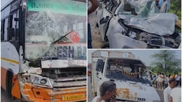 राजस्थान रोडवेज की बस ने ट्रक में मारी टक्कर, सामने से आ रही कार पर पलट गया टाटा 407