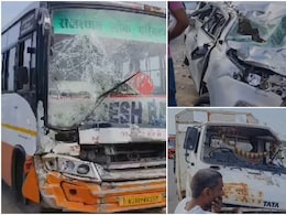 राजस्थान रोडवेज की बस ने ट्रक में मारी टक्कर, सामने से आ रही कार पर पलट गया टाटा 407