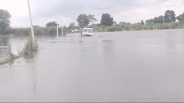 भरतपुर: गंभीर नदी का फिर बढ़ा जलस्तर, सपाट पार करते समय बह गया ट्रक; अलर्ट पर प्रशासन