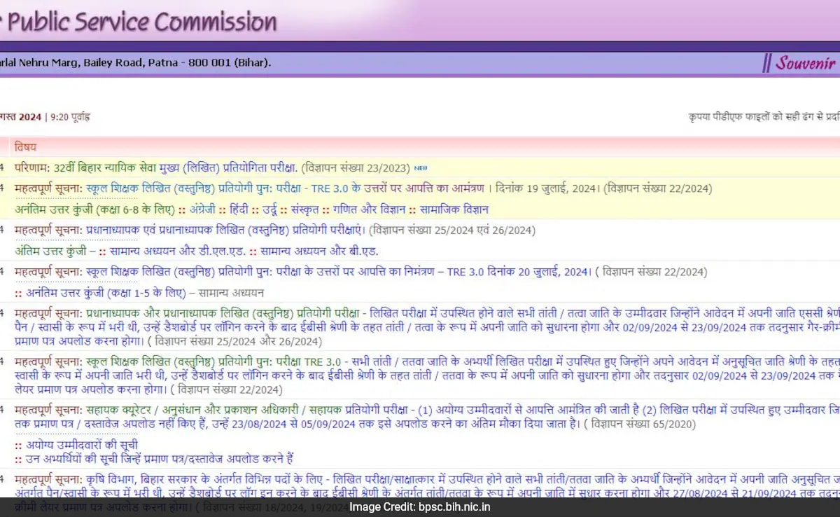 Bpsc Tre 3 Provisional Answer Key 2024 For Classes 6 To 8 Released