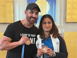 John Abraham Poses With Double Bronze Medallist Manu Bhaker And Her Olympic Medals