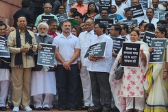 INDIA Bloc MPs Protest Outside Parliament, Demand Reduction In GST On Health, Insurance INDIA Bloc MPs Protest Outside Parliament, Demand Reduction In GST On Health, Insurance