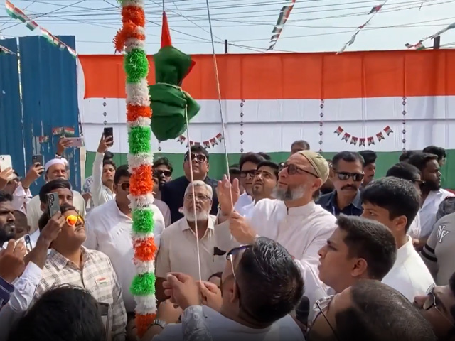 Asaduddin Owaisi Hoists National Flag In Hyderabad On Independence Day