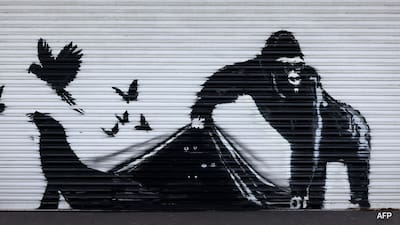 Street Artist Banksy Unveils 9th Animal Theme Mural Outside London Zoo Street Artist Banksy Unveils 9th Animal Theme Mural Outside London Zoo