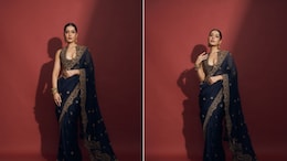 Raashii Khanna In A Beautiful Navy Blue <i>Saree</i> Is How Monday Blues Should Look Like