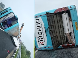 दिल्ली- मुंबई एक्सप्रेस वे पर बड़ा  हादसा,  स्टेयरिंग फेल होने के बाद तेज रफ्तार बस अचानक पलटी, मची- चीख पुकार