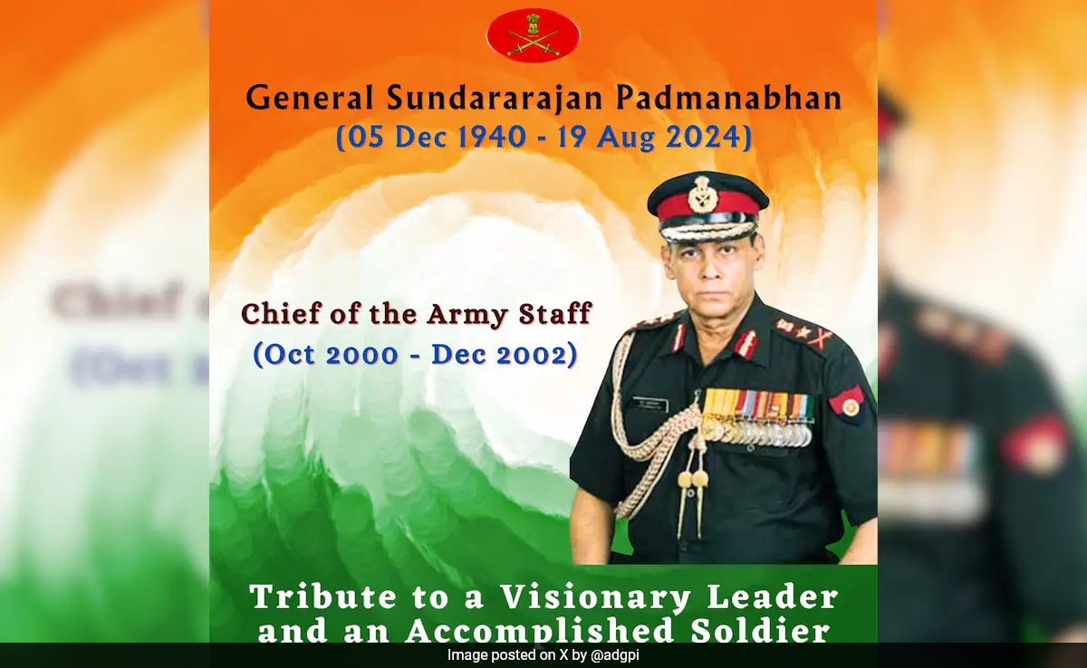 Ex-Army Chief General Sundararajan Padmanabhan Dies In Chennai