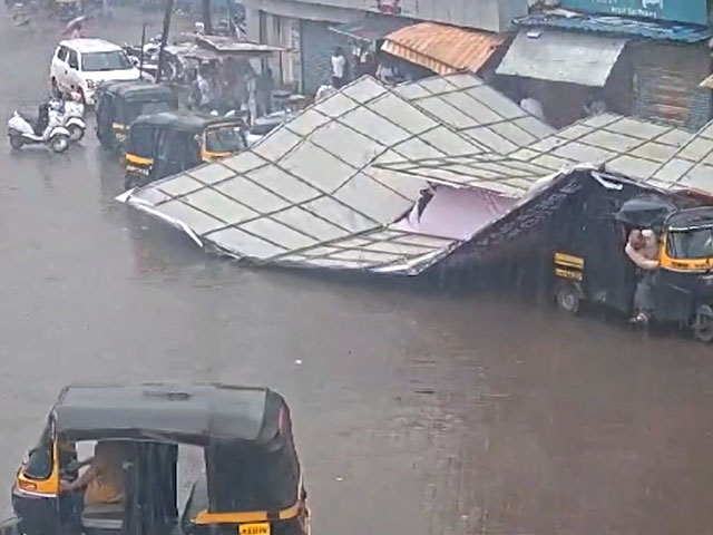 Video: Billboard Collapses In Pune On Top Of 3 Vehicles Amid Heavy Rain