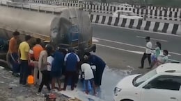 Video: People Loot Milk From Tanker That Collided With Truck On UP Highway