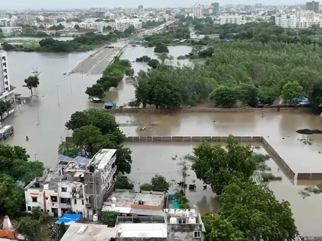 Drone Visuals Show Parts Of Gujarat Submerged In Flood Water