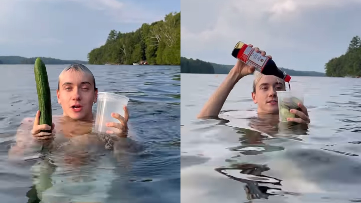 Viral Video: Vlogger Makes Cucumber Salad While Floating On Lake, Internet Reacts