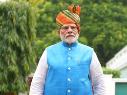 Pics: PM Modi Sports Rajasthani <i>Leheriya</i> Turban On Independence Day