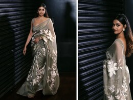 Keerthy Suresh Is The Image Of Timeless Elegance In A Grey Floral <i>Saree</i>