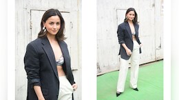 Alia Bhatt Went Casual Business Chic With A Laidback Vibe In A Bralette, Trousers And An Oversized Blazer