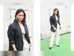 Alia Bhatt Went Casual Business Chic With A Laidback Vibe In A Bralette, Trousers And An Oversized Blazer
