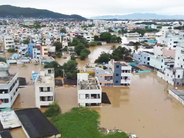 Drone Footage Shows Floods In Parts Of Andhra Pradesh's Vijayawada