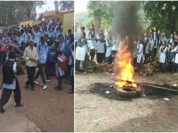 उदयपुर में छात्रों का विरोध, स्कूल के गेट पर तालाबंदी, टायर जलाकर जाम किया रास्ता उदयपुर में छात्रों का विरोध, स्कूल के गेट पर तालाबंदी, टायर जलाकर जाम किया रास्ता