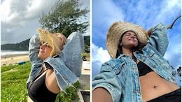 Wamiqa Gabbi Brought Back Summer Vibes In A Breezy Black Bralette, Denim Jacket And Straw Hat
