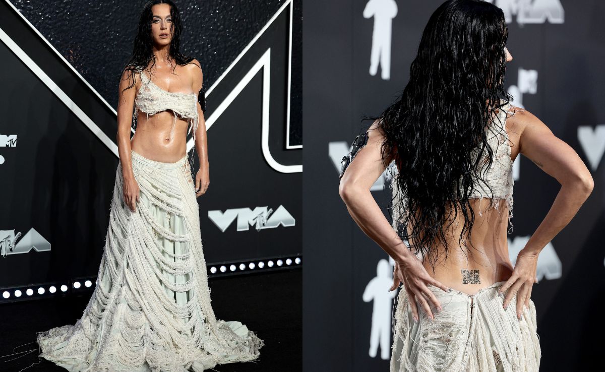 MTV VMAs 2024: Katy Perry Made A <i>Roar</i>-ing Appearance In A Shredded Skirt Set And A QR Code Tramp Stamp