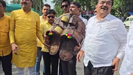 INDIA's "Hit With Footwear" Protest In Mumbai Over Shivaji Statue Collapse