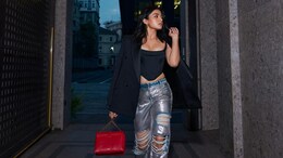 Rashmika Mandanna Brought Power Dressing With An Edge In Silver Distressed Jeans And A Corset