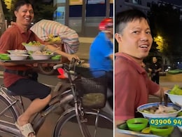 Watch: Street Vendor Rides Bike One-Handed While Balancing Five Bowls Of Soupy Noodles