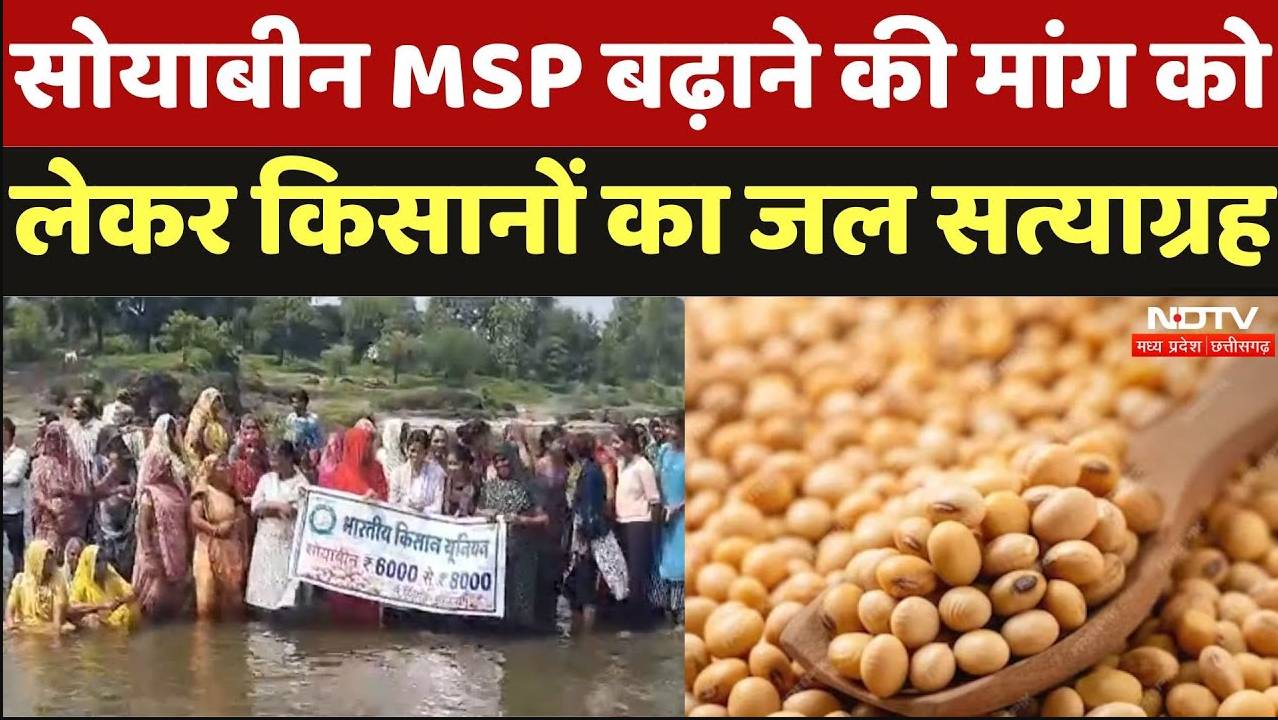 MP: सोयाबीन MSP बढ़ाने की मांग को लेकर किसानों का जल सत्याग्रह