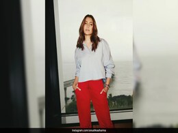 Anushka Sharma Looked "Happy Go Red-y" In A Cropped Shirt And Wide-Leg Joggers Anushka Sharma Looked "Happy Go Red-y" In A Cropped Shirt And Wide-Leg Joggers