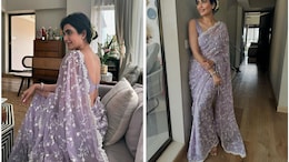 Karishma Tanna Serves <i>Desi</i> Magic In A Beautiful Lavender <i>Saree</i>