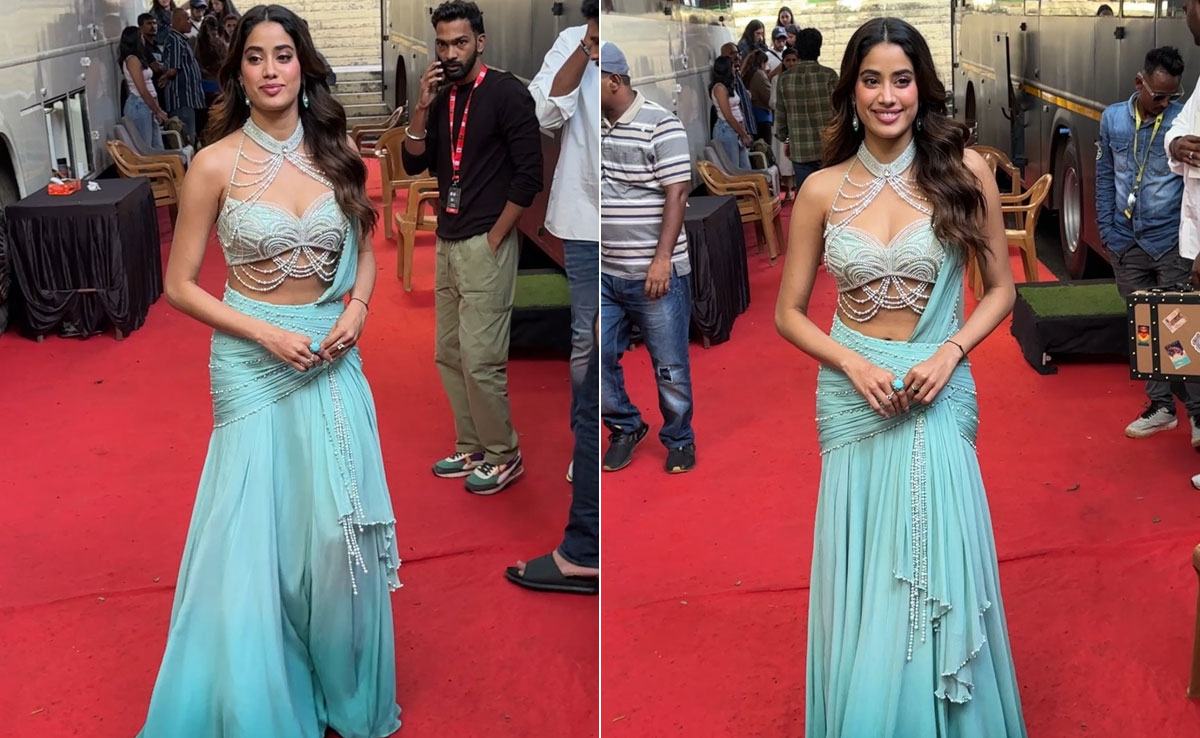 Janhvi Kapoor's Version Of Midweek Blues In This Beaded Blue <i>Saree</i> Looks Better Than Ours