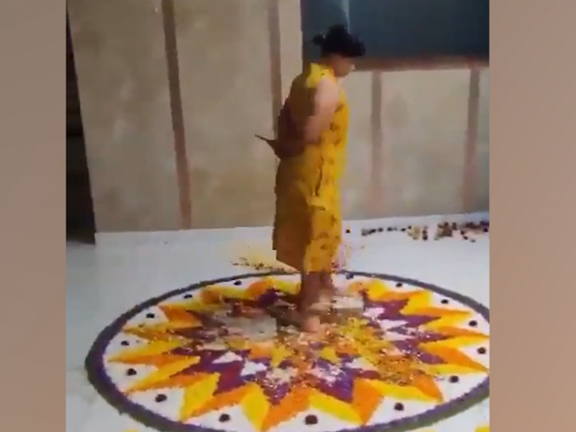Bengaluru Woman Destroys Onam Pookalam Made By Children