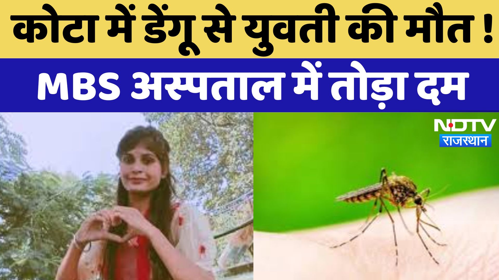 Kota: कोटा में Dengue से युवती की मौत ! MBS अस्पताल में तोड़ा दम