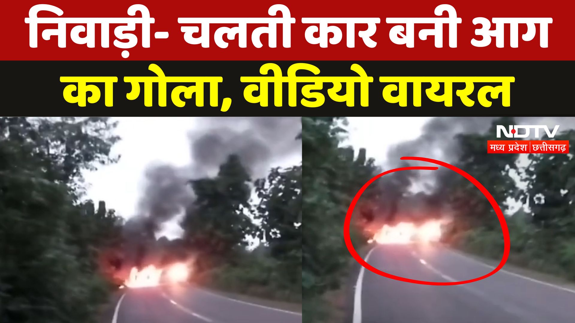 Niwari में सड़क पर दौड़ती Scorpio बनी आग का गोला, अंदर बैठे लोगों ने कूदकर बचाई जान, Video हुआ Viral