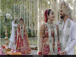 Surbhi Jyoti Was A Regal Bride In A Traditional Red Embroidered Neeta Lulla <i>Lehenga</i> To Marry Sumit Suri Surbhi Jyoti Was A Regal Bride In A Traditional Red Embroidered Neeta Lulla <i>Lehenga</i> To Marry Sumit Suri