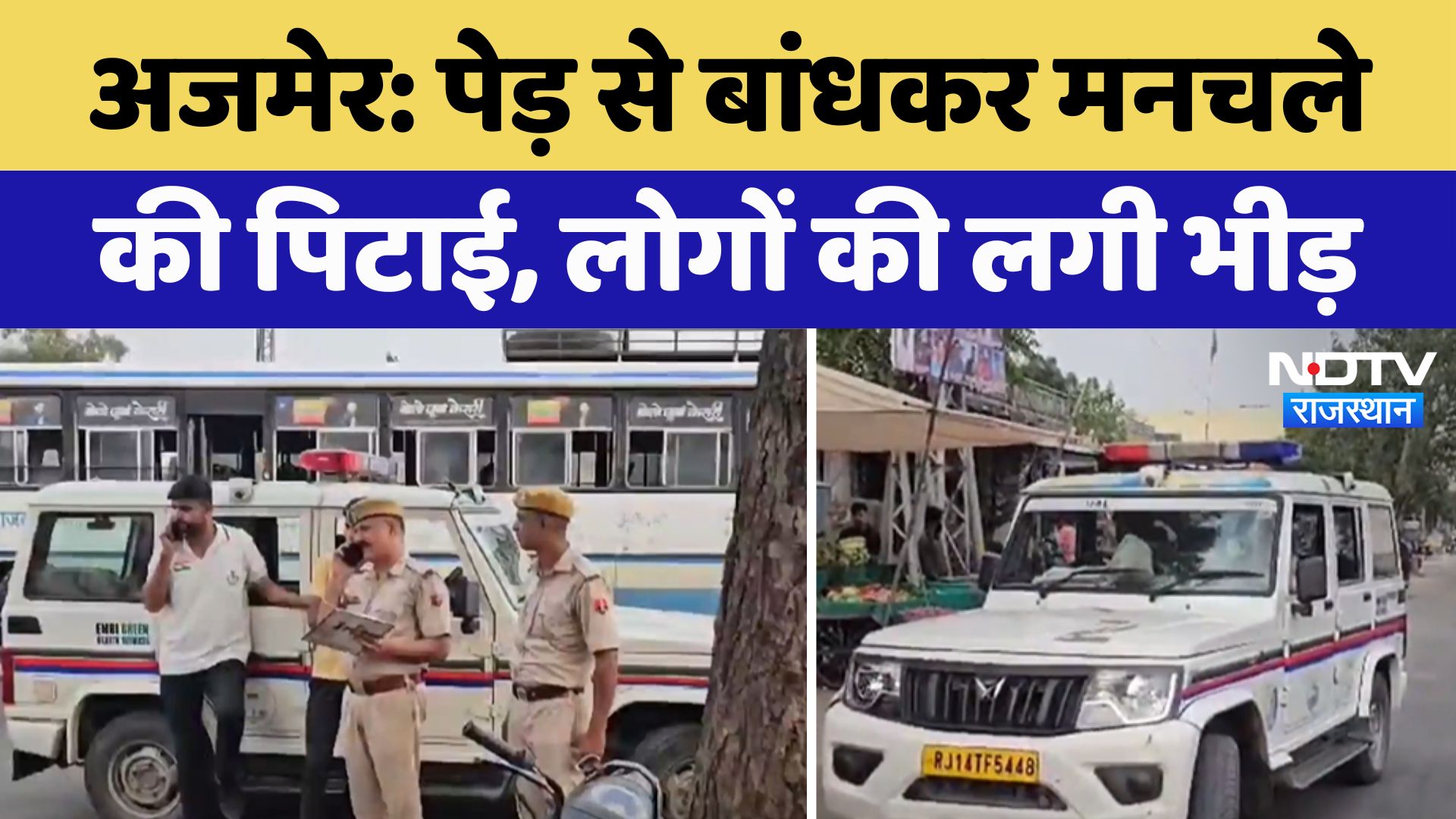 Ajmer में पेड़ से बांधकर मनचले की हुई पिटाई, लोगों की लगी भीड़