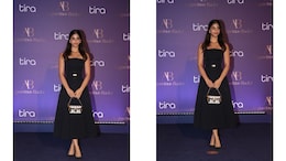 Suhana Khan Was Very Demure, Very Mindful When She Chose This Strapless Black Midi Dress