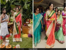 Sobhita Dhulipala Marks The Beginning Of Her Wedding Festivities To Naga Chaitanya In A Contrasting South Indian <i>Saree</i> Sobhita Dhulipala Marks The Beginning Of Her Wedding Festivities To Naga Chaitanya In A Contrasting South Indian <i>Saree</i>