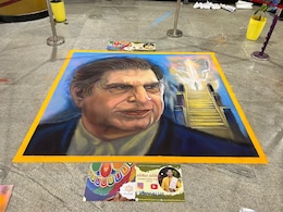Bangalore Rangoli Artist's Colorful Tribute To Ratan Tata At Metro Station Bangalore Rangoli Artist's Colorful Tribute To Ratan Tata At Metro Station