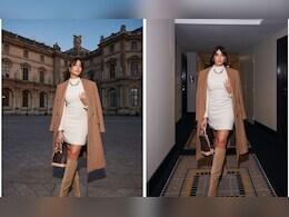 Nora Fatehi Brought Warm Fall Tones To Louis Vuitton's Paris Fashion Week Show In A Dress, Trench And Boots