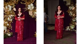 Mumbai Was Painted Red When Tamannaah Bhatia Arrived In A Glittering Red <i>Saree</i> At Manish Malhotra's Diwali Party