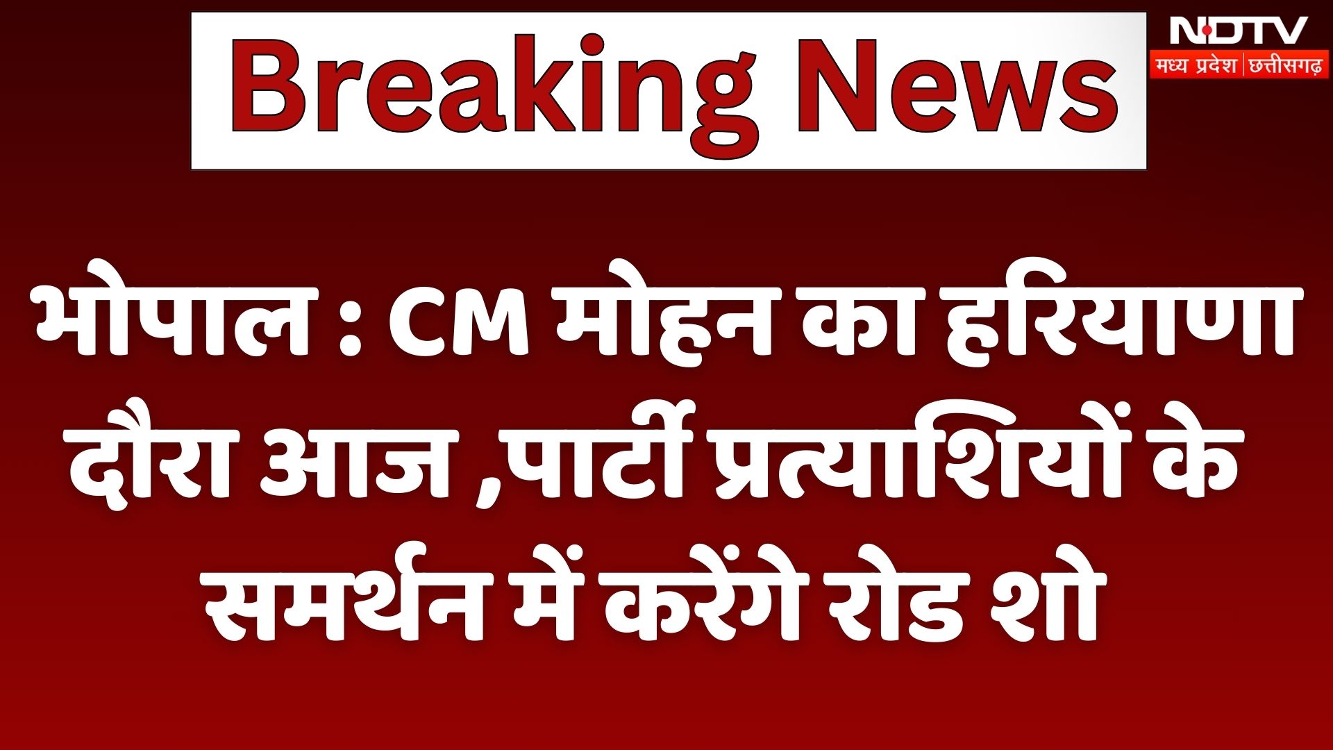 Bhopal : CM Mohan का Haryana दौरा आज ,पार्टी प्रत्याशियों के समर्थन में करेंगे Road Show