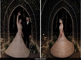 Surbhi Jyoti's Champagne Gold <i>Lehenga</i> Was A Glamorous Reception Night Hit Surbhi Jyoti's Champagne Gold <i>Lehenga</i> Was A Glamorous Reception Night Hit