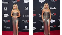 Once You See Sabrina Carpenter's Metallic Versace Gown, You'll Say <i>Please Please Please</i> For More Of Her Style